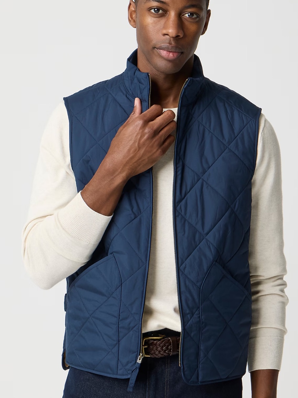 J. Crew Quilted Navy Diamond-Stitch Mens Vest Size XXL